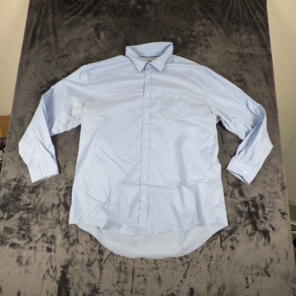 Jos. A. Bank Dress Shirt Mens 18.5-36 Blue 1905 Tailored Fit Non-Iron Stretch